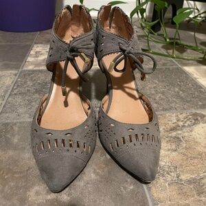 Grey suede heels